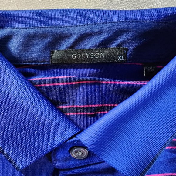 Greyson Polo Shirt Mens XL‎ Purple Striped Short Sleeve Golf Performance NWOT - Picture 3 of 11